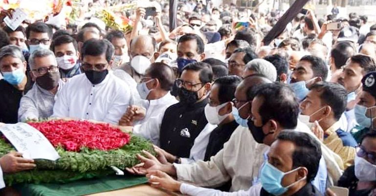 কেন্দ্রীয় শহীদ মিনারে এইচ টি ইমামের শেষ শ্রদ্ধা