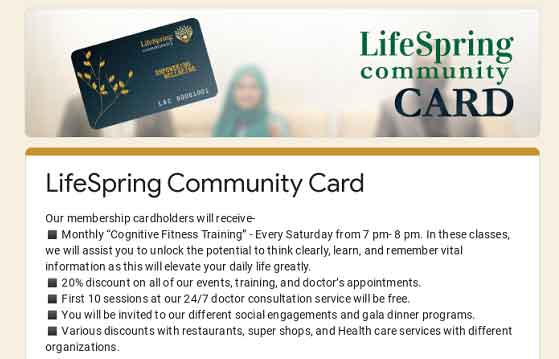 কমিউনিটি মেম্বারশীপ কার্ড দেবে লাইফস্প্রিং