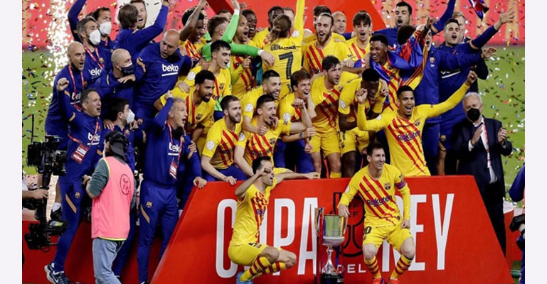 মেসির জোড়া গোলে বার্সেলোনা চ্যাম্পিয়ন