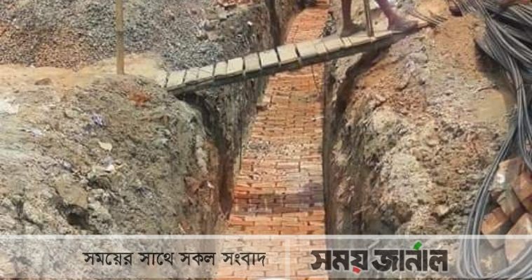 ফরিদপুরে সড়কে ড্রেন নির্মাণে অনিয়ম