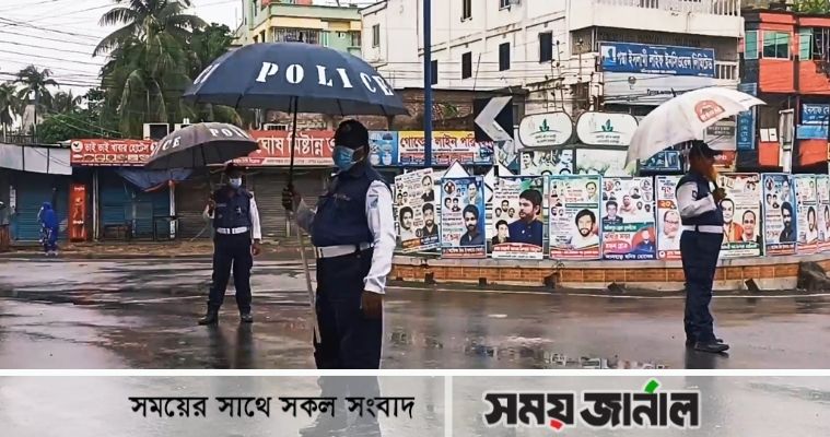 ফরিদপুরে লকডাউনের দ্বিতীয় দিনে মানুষের চলাচল কম