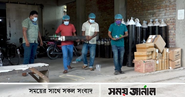 যশোরে ফোন করলেই করোনা রোগীদের অক্সিজেন পৌঁছে দিচ্ছে আদ-দ্বীন