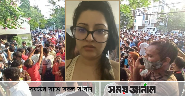 পরীমনির বাসার সামনে উৎসুক জনতার ভিড়