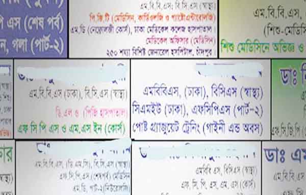প্রসঙ্গ : ডাক্তারদের নামের পাশে অননুমোদিত ডিগ্রির ব্যবহার