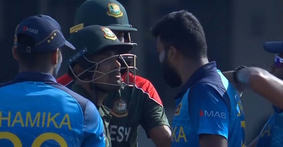 লিটনের আউটের পর কুমারার সঙ্গে ধাক্কাধাক্কি, উত্তপ্ত বাক্যবিনিময়