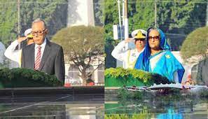 শিখা অনির্বাণে রাষ্ট্রপতি ও প্রধানমন্ত্রীর শ্রদ্ধা