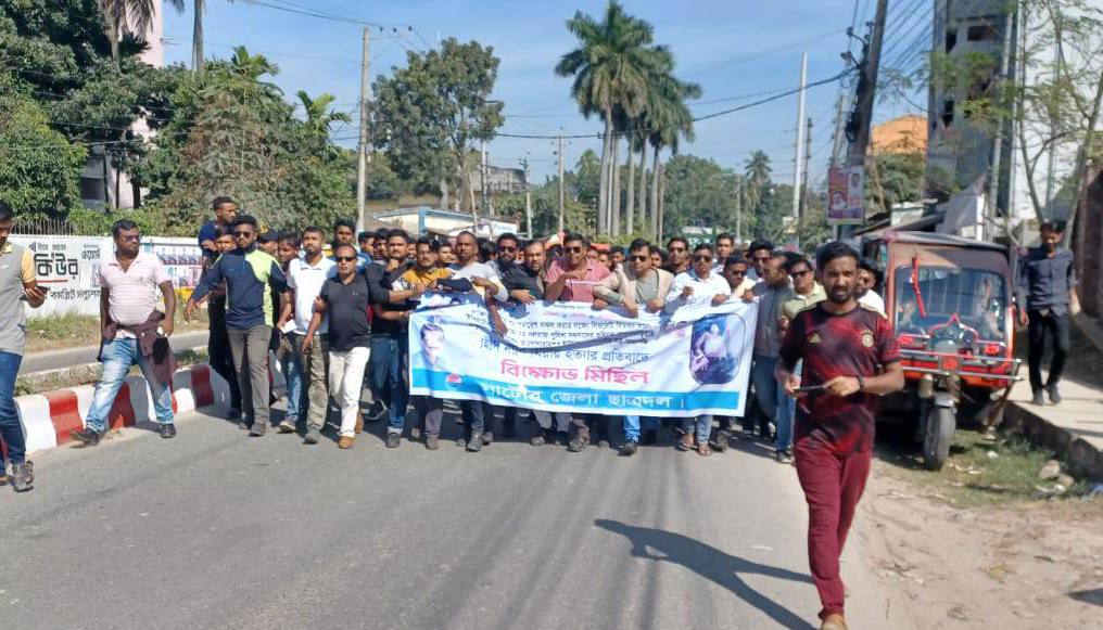 ব্রাহ্মণবাড়িয়ায় ছাত্রদল নেতা হত্যার প্রতিবাদে নাটোরে বিক্ষোভ