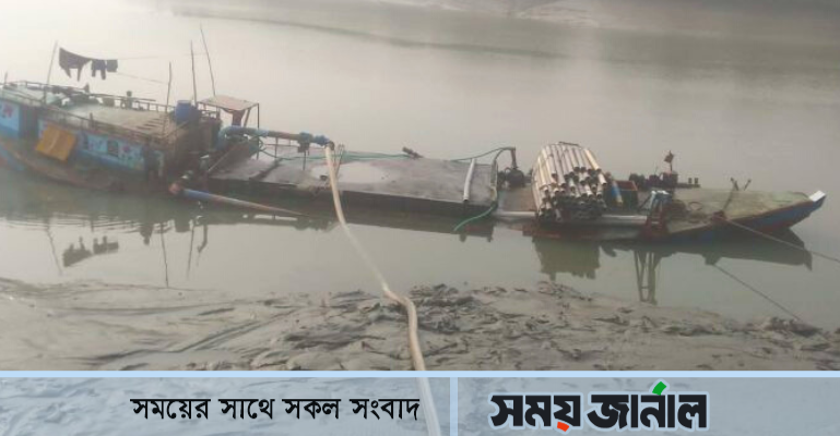 খোলপেুটয়া নদী থেকে অবৈধভাবে বালু উত্তোলনের অভিযোগ