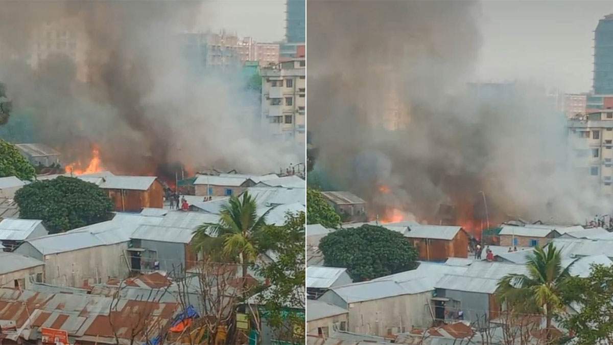 মহাখালীর সাততলা বস্তিতে আগুন, কাজ করছে ৮ ইউনিট