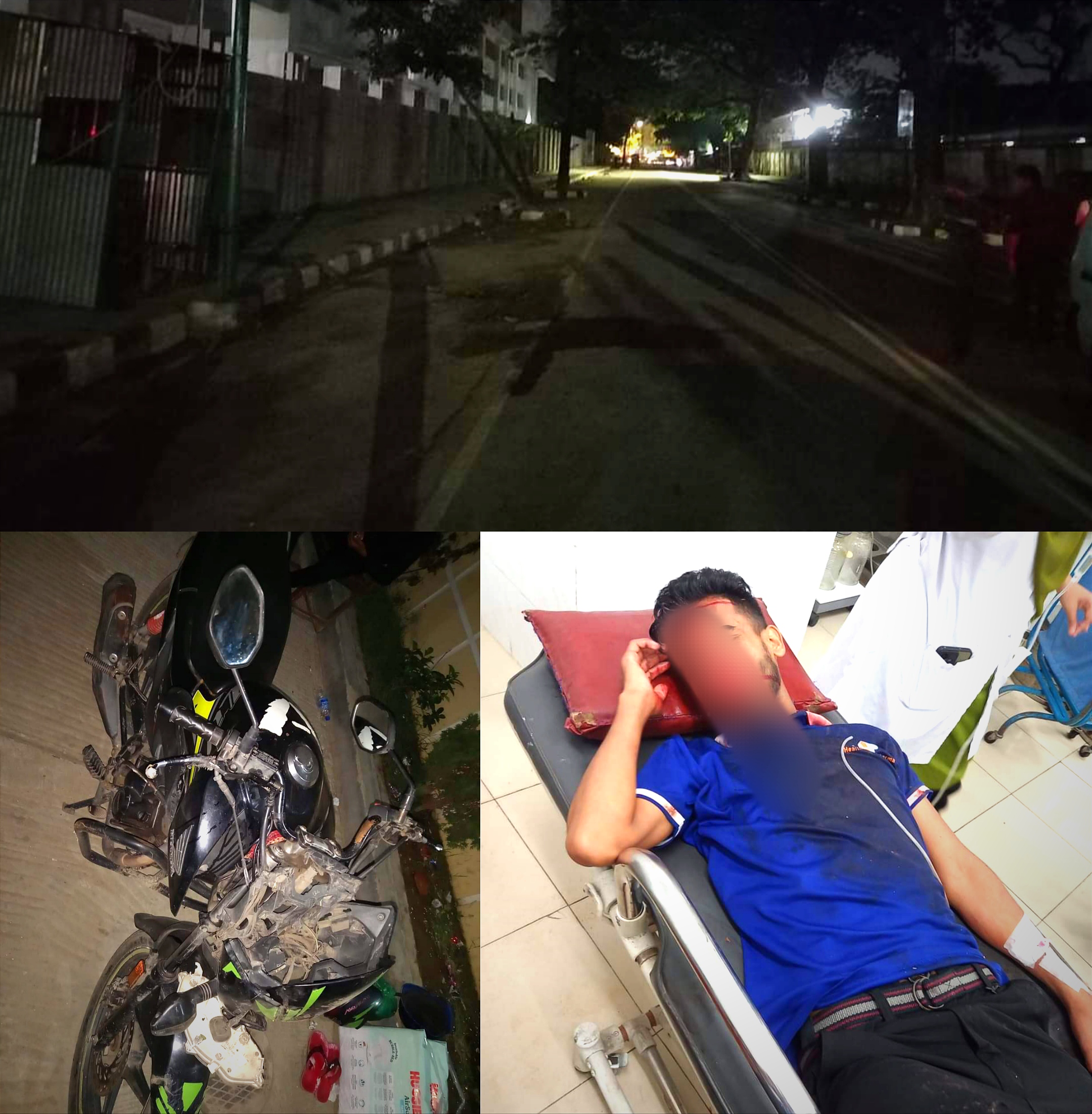 বুটেক্সের অস্থায়ী গেটে ধাক্কা লেগে জীবন শঙ্কায় মোটরসাইকেল আরোহী