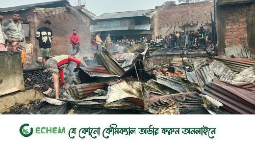মোরেলগঞ্জে অগ্নিকান্ডে ১৩ দোকান পুড়ে ছাই: কোটি টাকার ক্ষতি