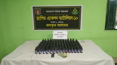 ফরিদপুরে ফলের ঝুড়ি থেকে ১৫০ বোতল  ফেন্সিডিল আটক