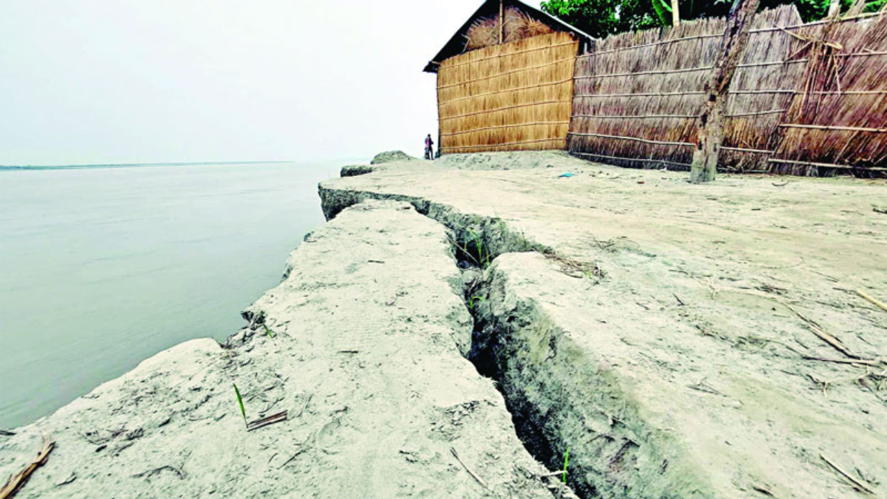 মধুমতীর ভাঙনে বিলীন মধুখালীর বাড়িঘর, ফসলি জমি