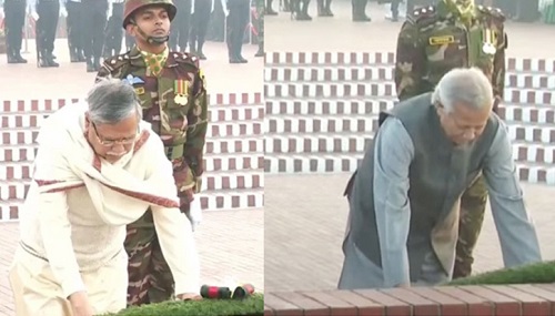 স্মৃতিসৌধে রাষ্ট্রপতি ও প্রধান উপদেষ্টার শ্রদ্ধা