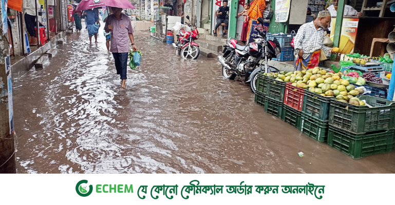 মোরেলগঞ্জ পৌর শহরের সড়কের বেহাল দশা, ভারী বর্ষণে জলাবদ্ধতা