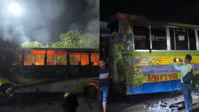 রাত থেকে সকাল পর্যন্ত বিভিন্ন জায়গায় ৫ গাড়িতে আগুন, হাতবোমা বিস্ফোরণ