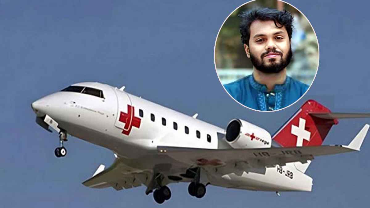 হাদিকে সিঙ্গাপুর নিতে বিমানবন্দরে এয়ার অ্যাম্বুলেন্স, চিকিৎসকরা এভারকেয়ারের পথে