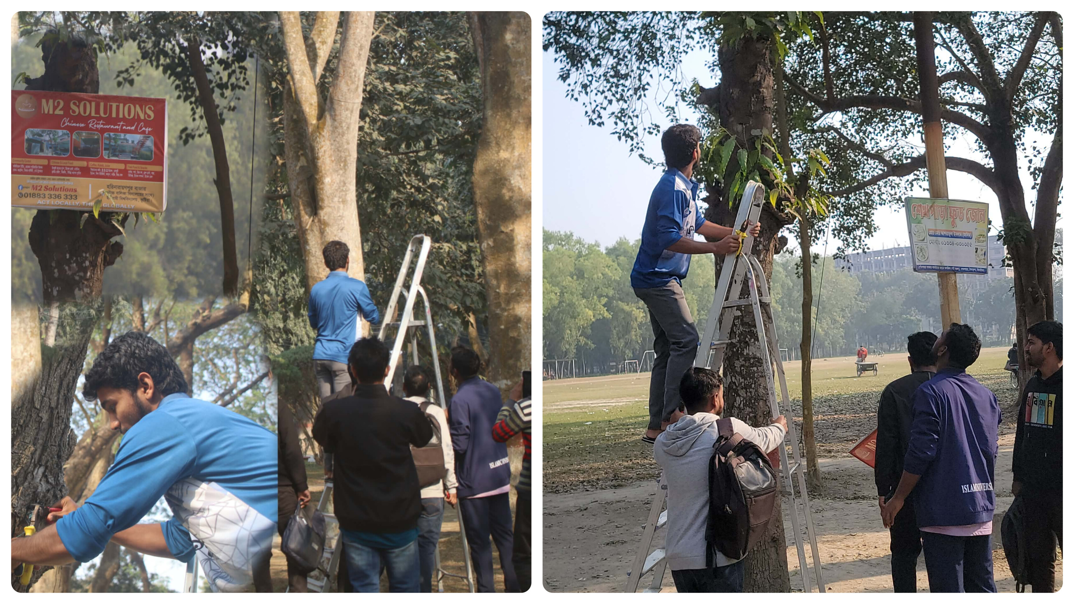 গাছ থেকে পেরেক, ব্যানার ও ফেস্টুন অপসারণ কর্মসূচি পালন করল ইবি গ্রীন ভয়েস